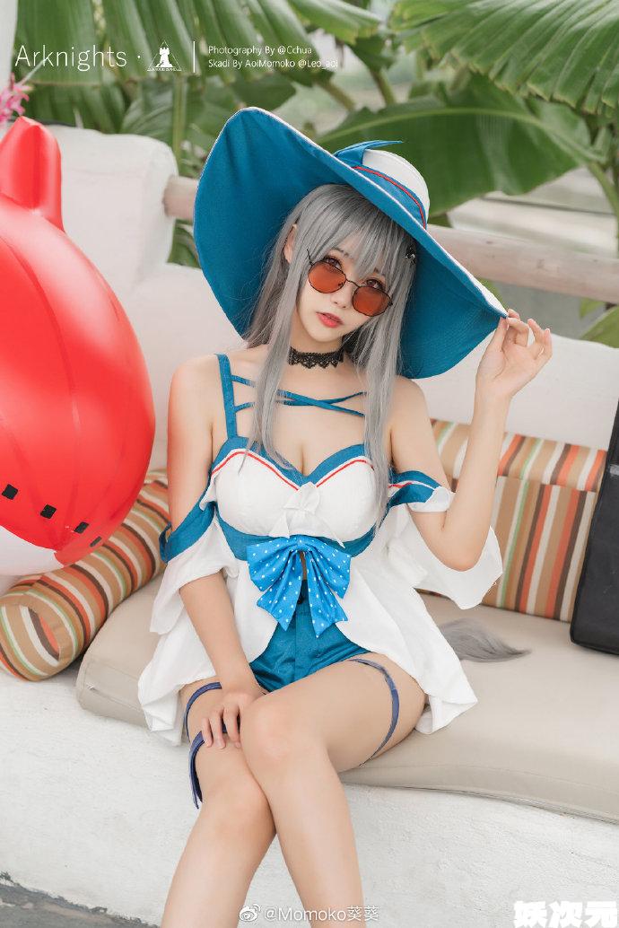 【COS正片】明日方舟斯卡蒂泳装cos 驭浪WR04 Momoko葵葵-妖次元