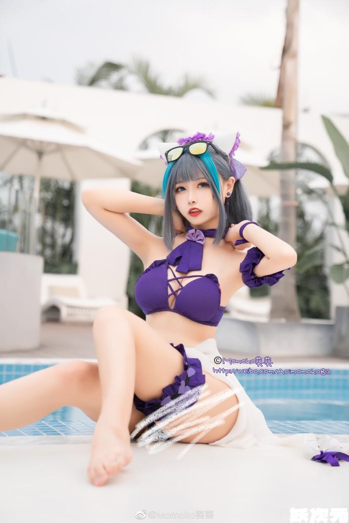 【COS正片】碧蓝航线柴郡泳装cos 甜蜜的海滩约会吧！ Momoko葵葵-妖次元