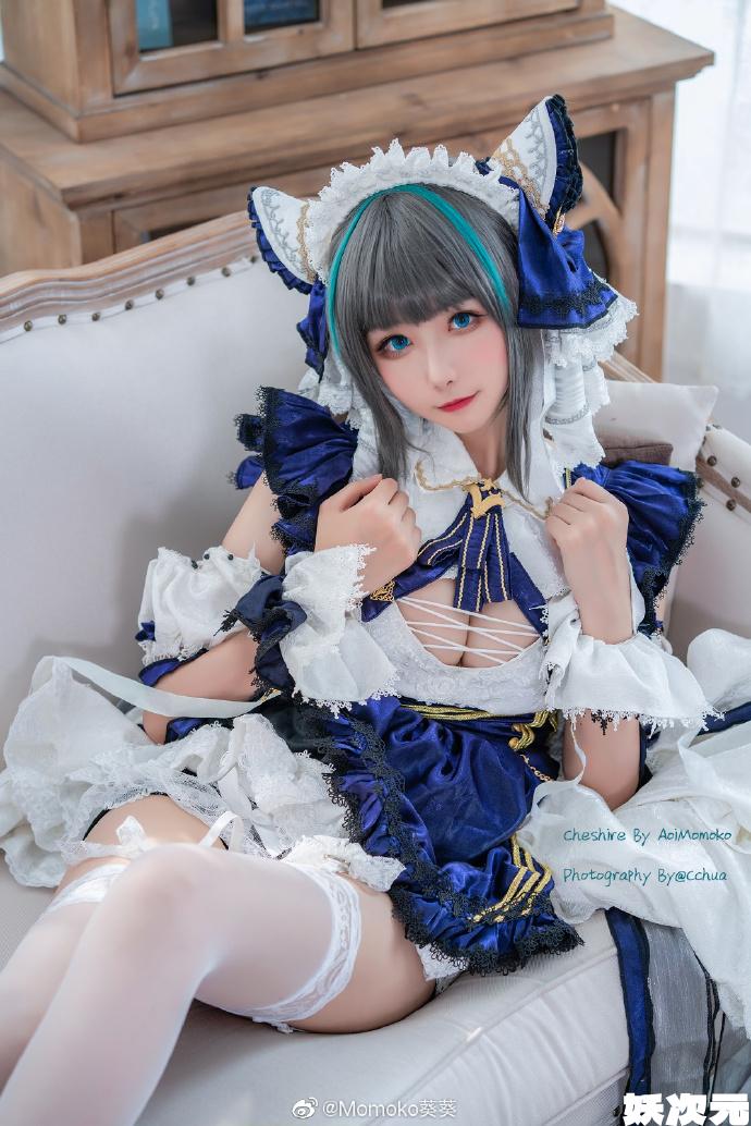 【COS正片】碧蓝航线柴郡cos 甜美的猫耳女仆 Momoko葵葵-妖次元