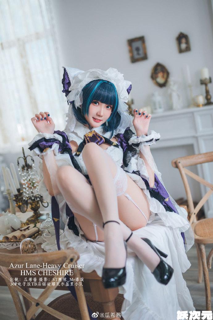 【COS正片】碧蓝航线柴郡cos 甜美的猫女仆 cn瓜希酱 - 第3张 - 机器猫次元